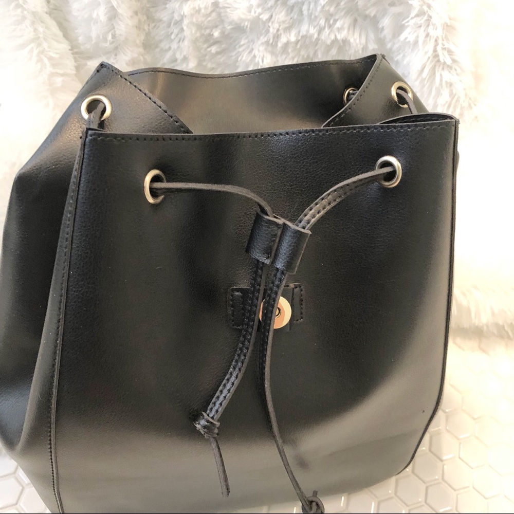 Black faux leather Sole Society backpack
